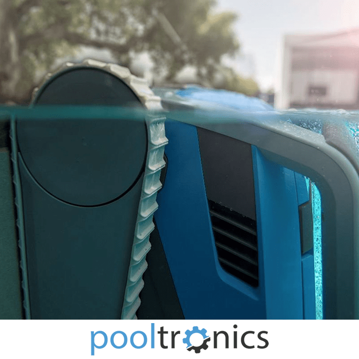 Dolphin robotic pool cleaner being checked during troubleshooting